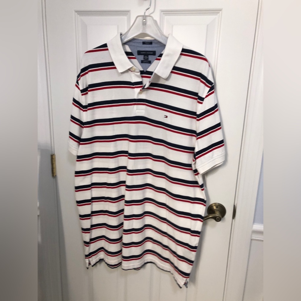 Tommy Hilfiger  men’s  XXL Slim fit three button collar shirt-striped- Stretch